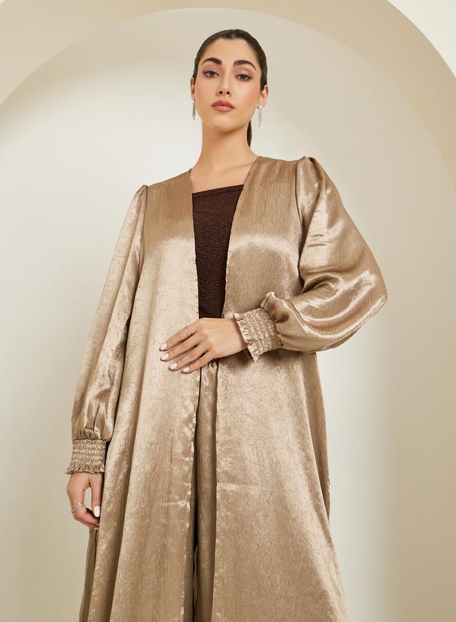 ستايلي طقم بنطال مع كيمونو ماكسي ساتان بقصة عادية - Image 1